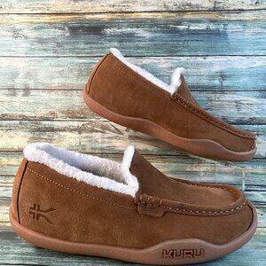 Kuru Loft Slipppers Womens Size 9.5 Brown Suede Indoor Outdoor Faux Fur Moccasin